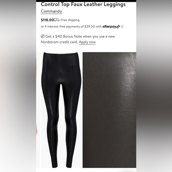 Commando Control Top Faux Leather Leggings, dark gray color, Sz M - fits like Sm - Picture 6 of 10